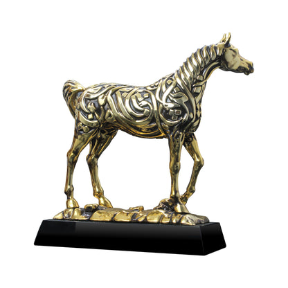 Gold-Plated Arabian Horse with Calligraphy