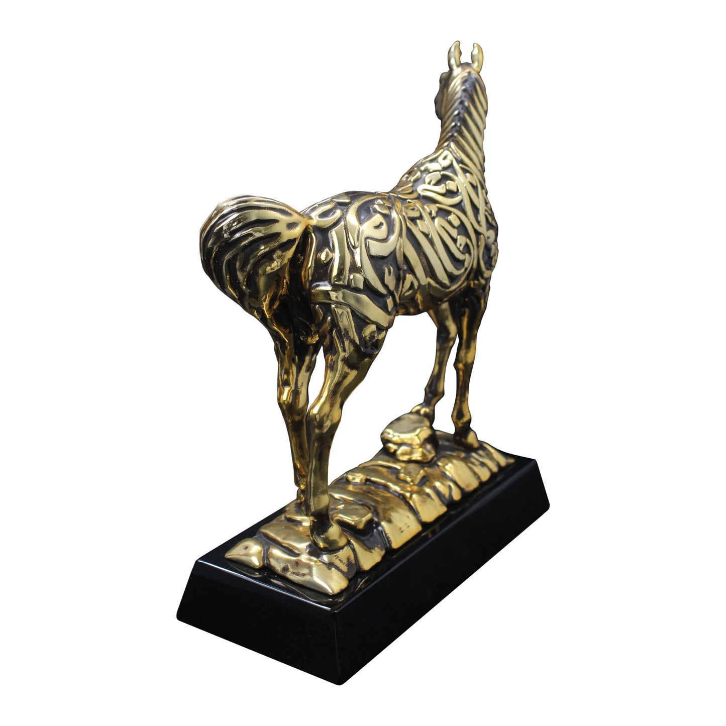 Gold-Plated Arabian Horse with Calligraphy