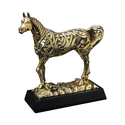 Gold-Plated Arabian Horse with Calligraphy