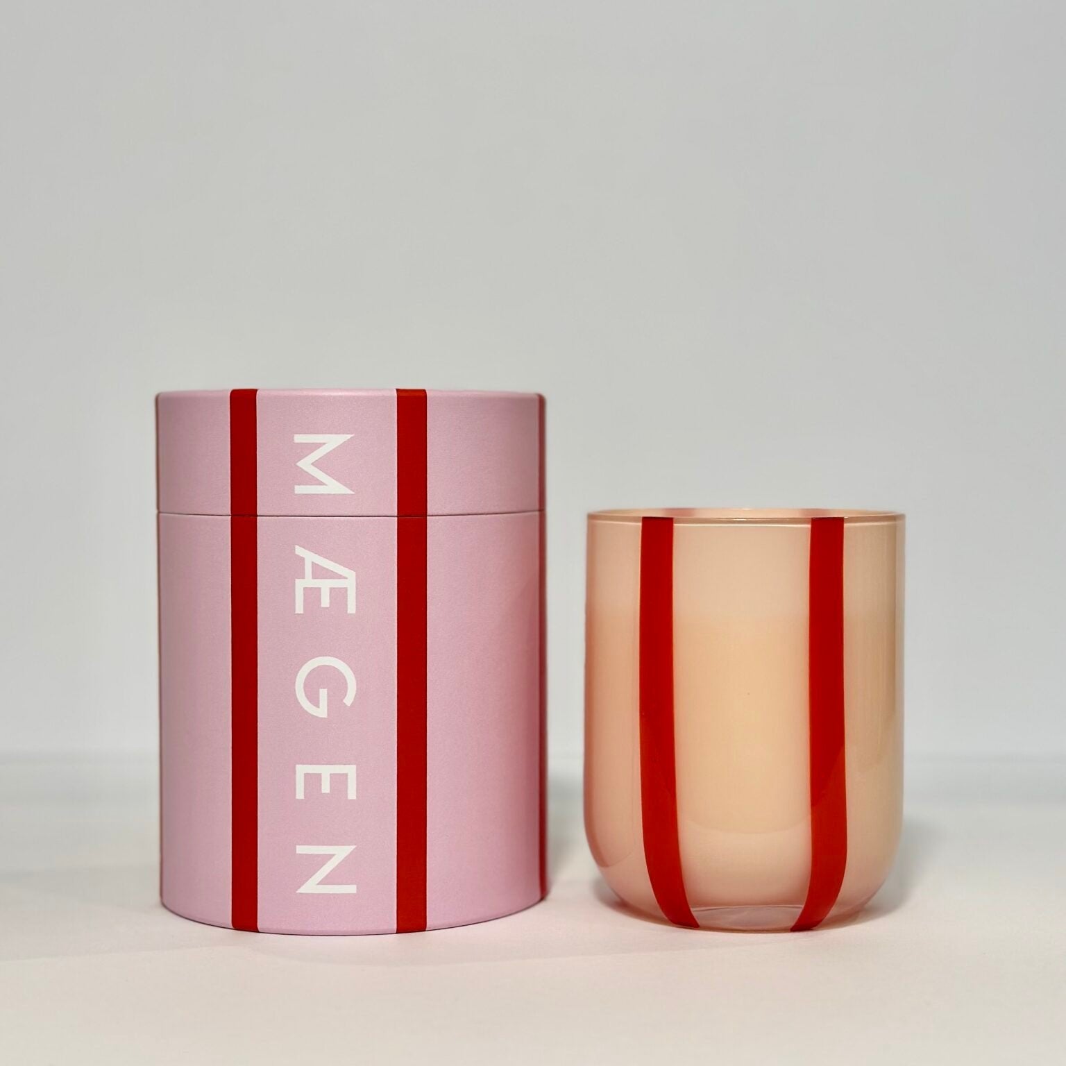 Atina Stripe Candle - Red & Pink