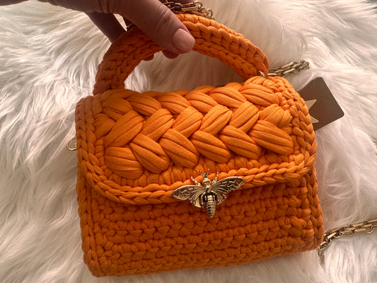 Crochet orange handbag