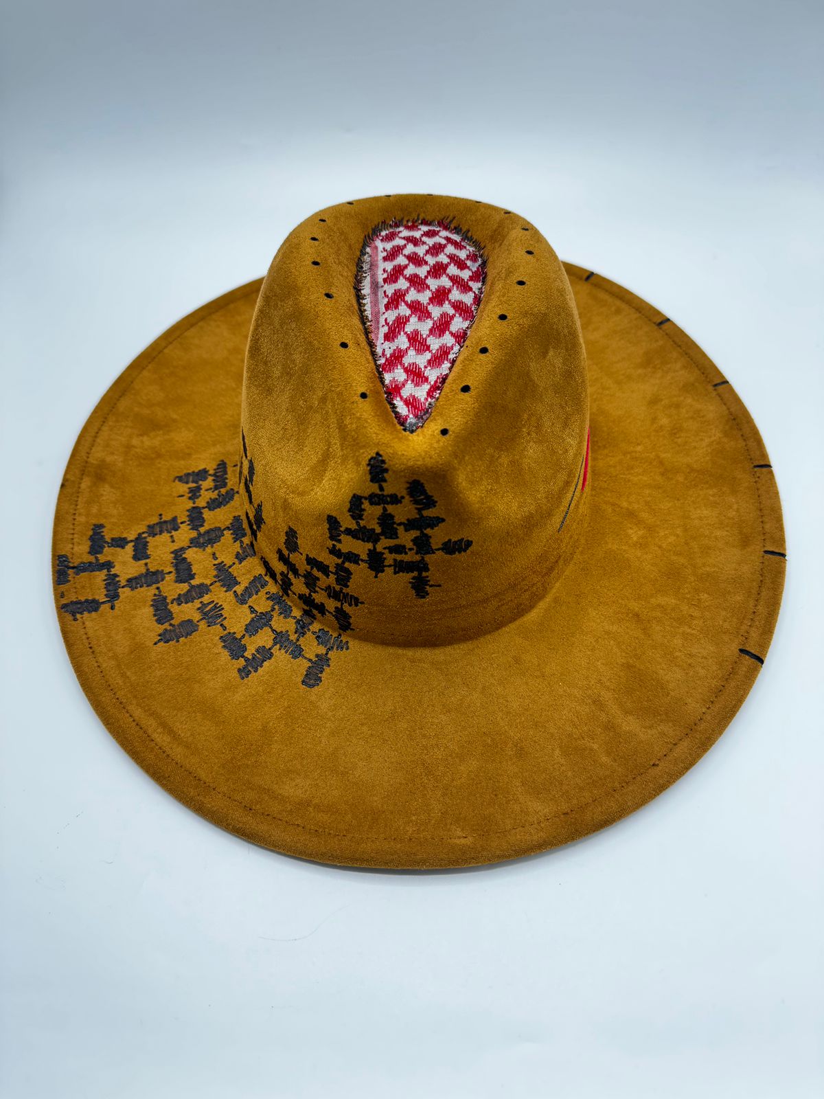Wide brim  brown fedora Arabic inspired