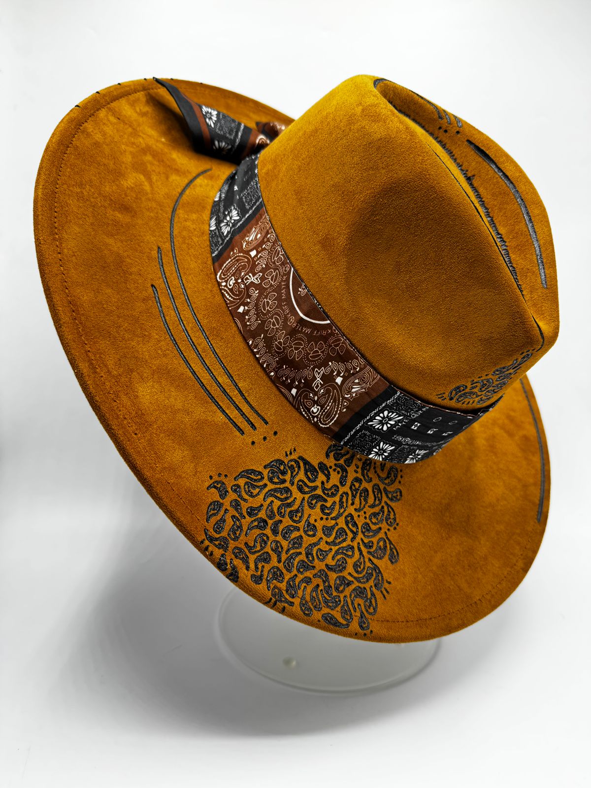 Wide brim doodled fedora