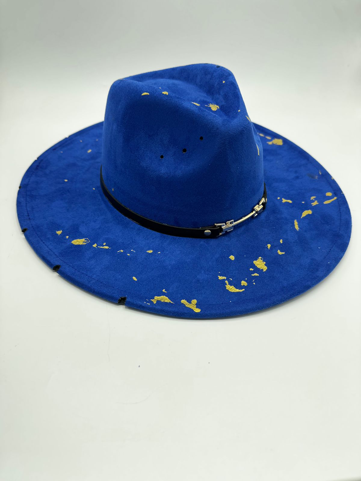 Royal blue wide brim with gold splashes