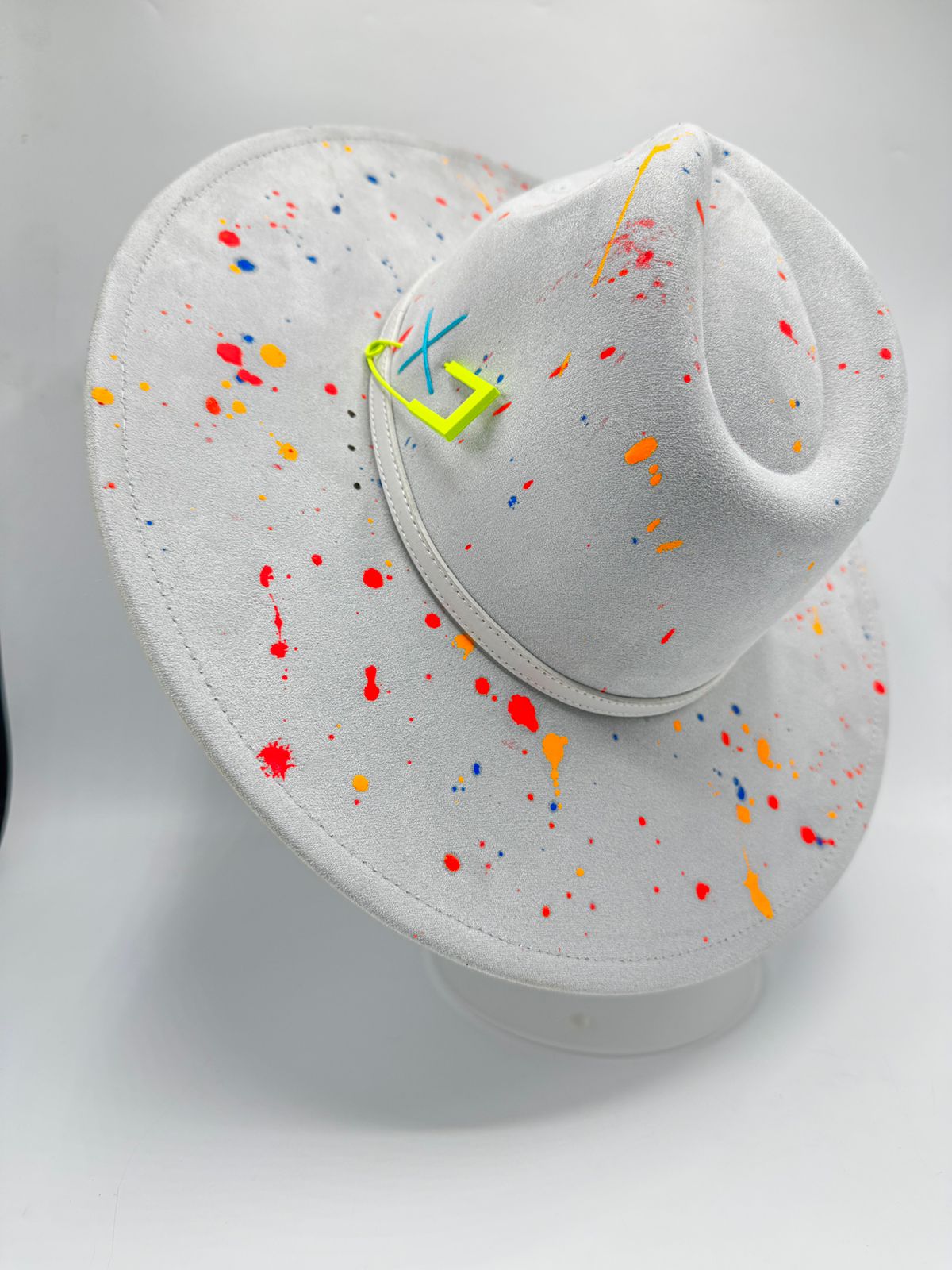 Hand painted wide brim fedora