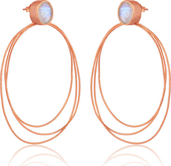 Interlinked Wire Moonstone Hoops Sterling Silver