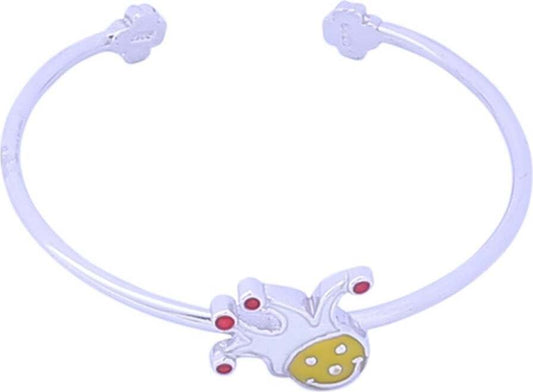 Kids Clown Enamelled Cuff Bracelet Sterling Silver