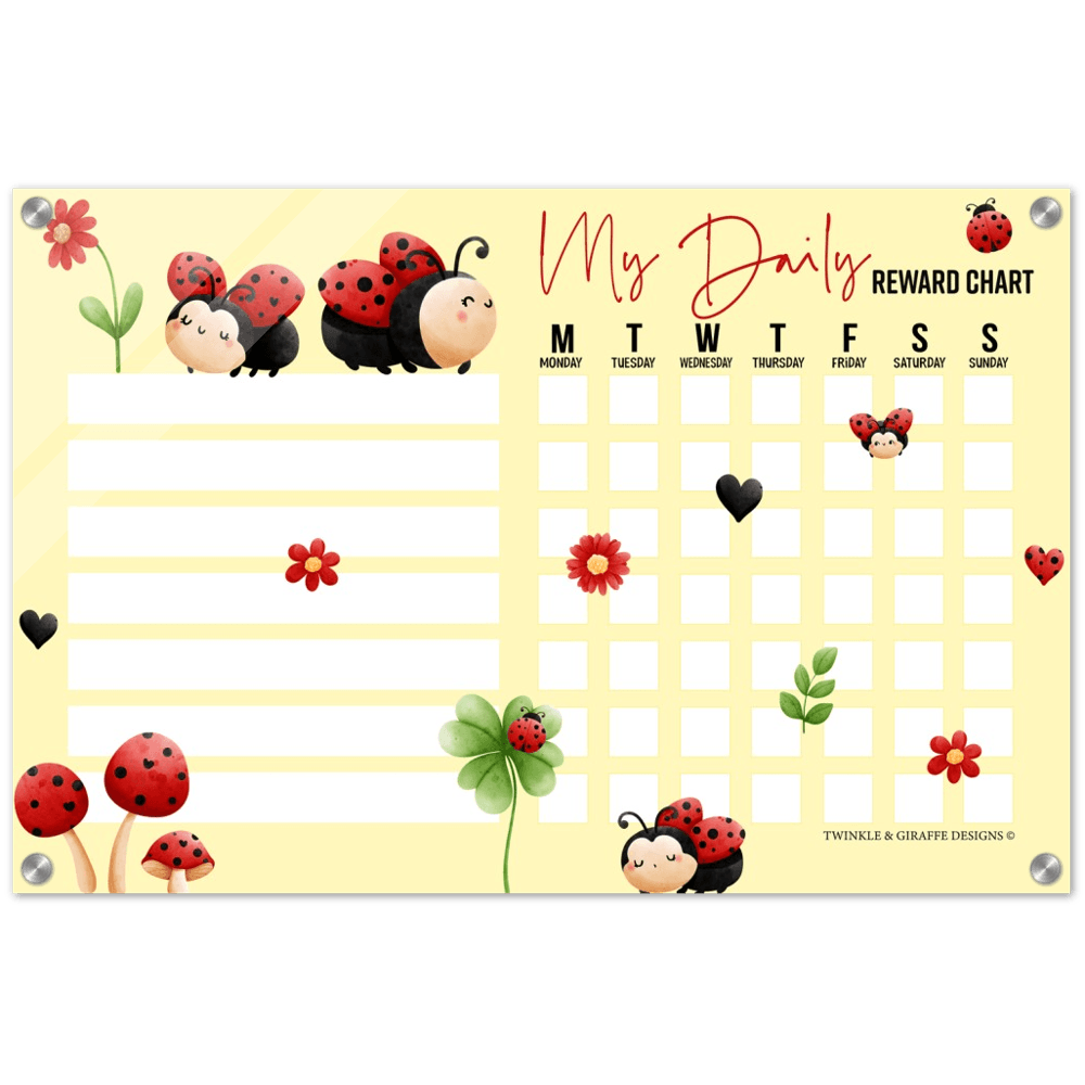 Ladybug Acrylic Reward Chart, Personalized Chore Chart, Acrylic Chore Chart, Kids Responsibility Chat, Dry Erase Chore Chart