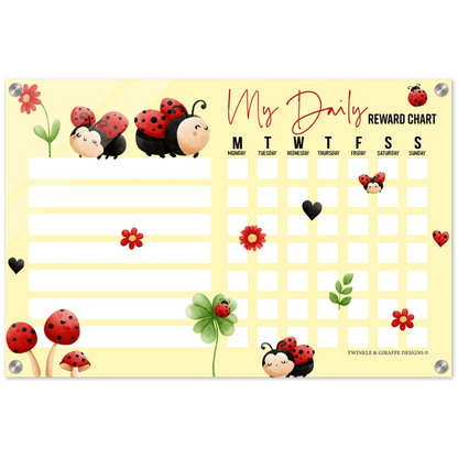 Ladybug Acrylic Reward Chart, Personalized Chore Chart, Acrylic Chore Chart, Kids Responsibility Chat, Dry Erase Chore Chart