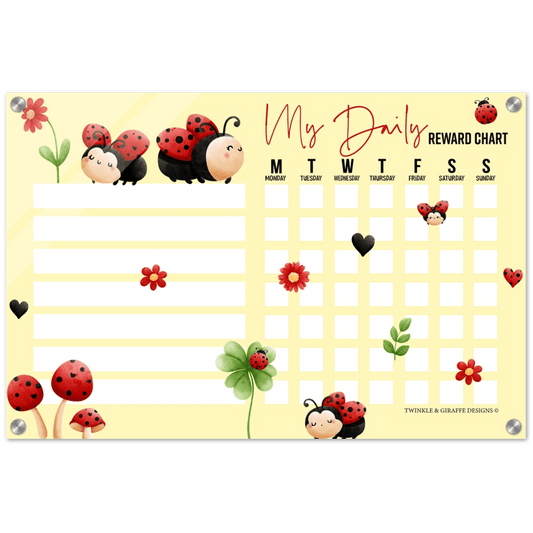 Ladybug Acrylic Reward Chart, Personalized Chore Chart, Acrylic Chore Chart, Kids Responsibility Chat, Dry Erase Chore Chart