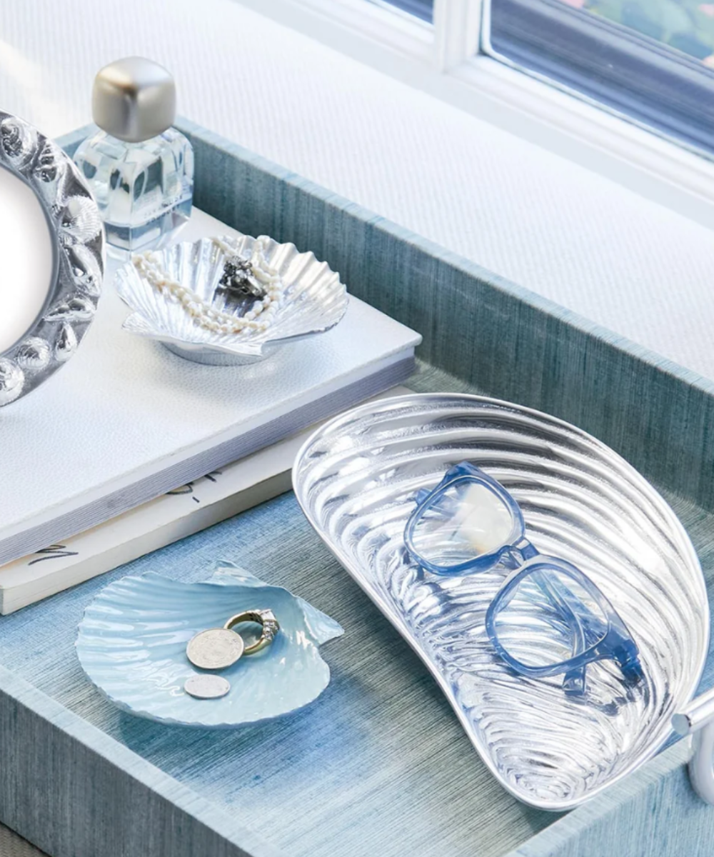 Scallop Trinket Dish in Dusty Blue