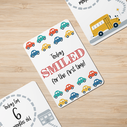 Little Cars Baby Milestone Cards - Set of 25