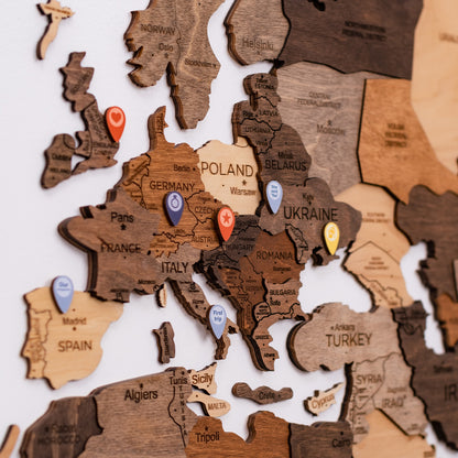 Enjoy The Wood Location Pins - Perfect Map Markers for Tracking Travels - Ideal for Decorating Wooden World Maps