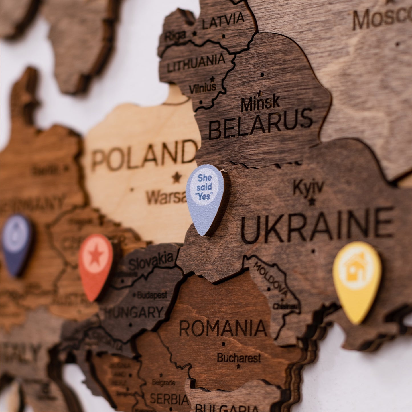 Enjoy The Wood Location Pins - Perfect Map Markers for Tracking Travels - Ideal for Decorating Wooden World Maps