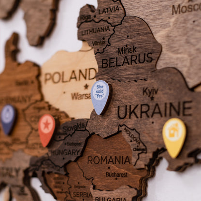 Enjoy The Wood Location Pins - Perfect Map Markers for Tracking Travels - Ideal for Decorating Wooden World Maps