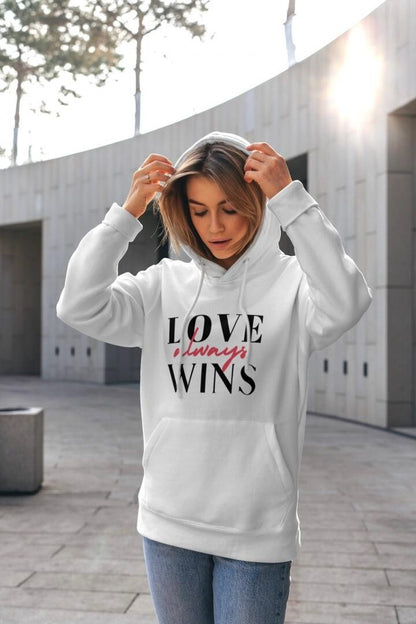 Love Always Wins Premium Unisex White Winter Hoodie [American Fit]