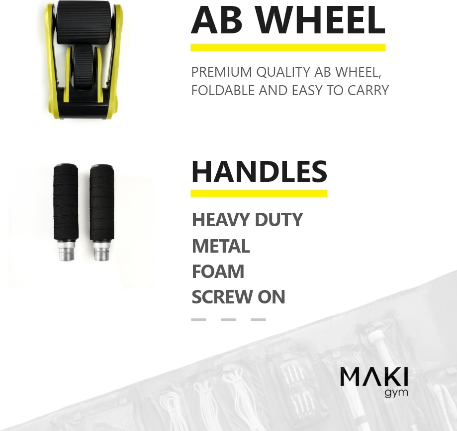 MAKI gym - Foldable Abwheel: Premium Quality, Heavy duty, foldable and double wheel