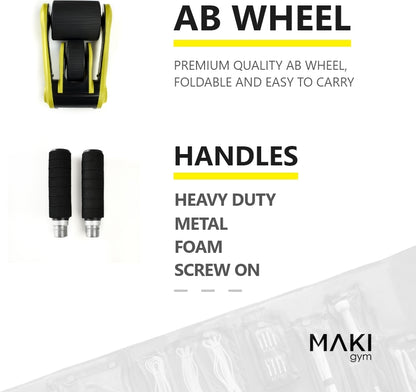 MAKI gym - Foldable Abwheel: Premium Quality, Heavy duty, foldable and double wheel