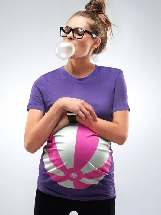 Mamagama Purple Beach Ball Maternity T-shirt - Medium