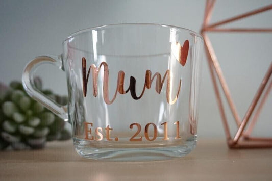 Mother's Day Gift - Rose gold glass mug