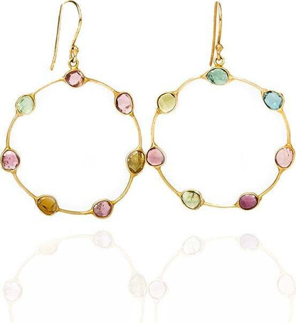 Multicolor Tourmaline Hoops Sterling Silver