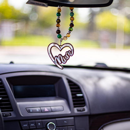 MUM car pendant, mother of pearl mirror charm, car accessory, gift for the Mother's Day