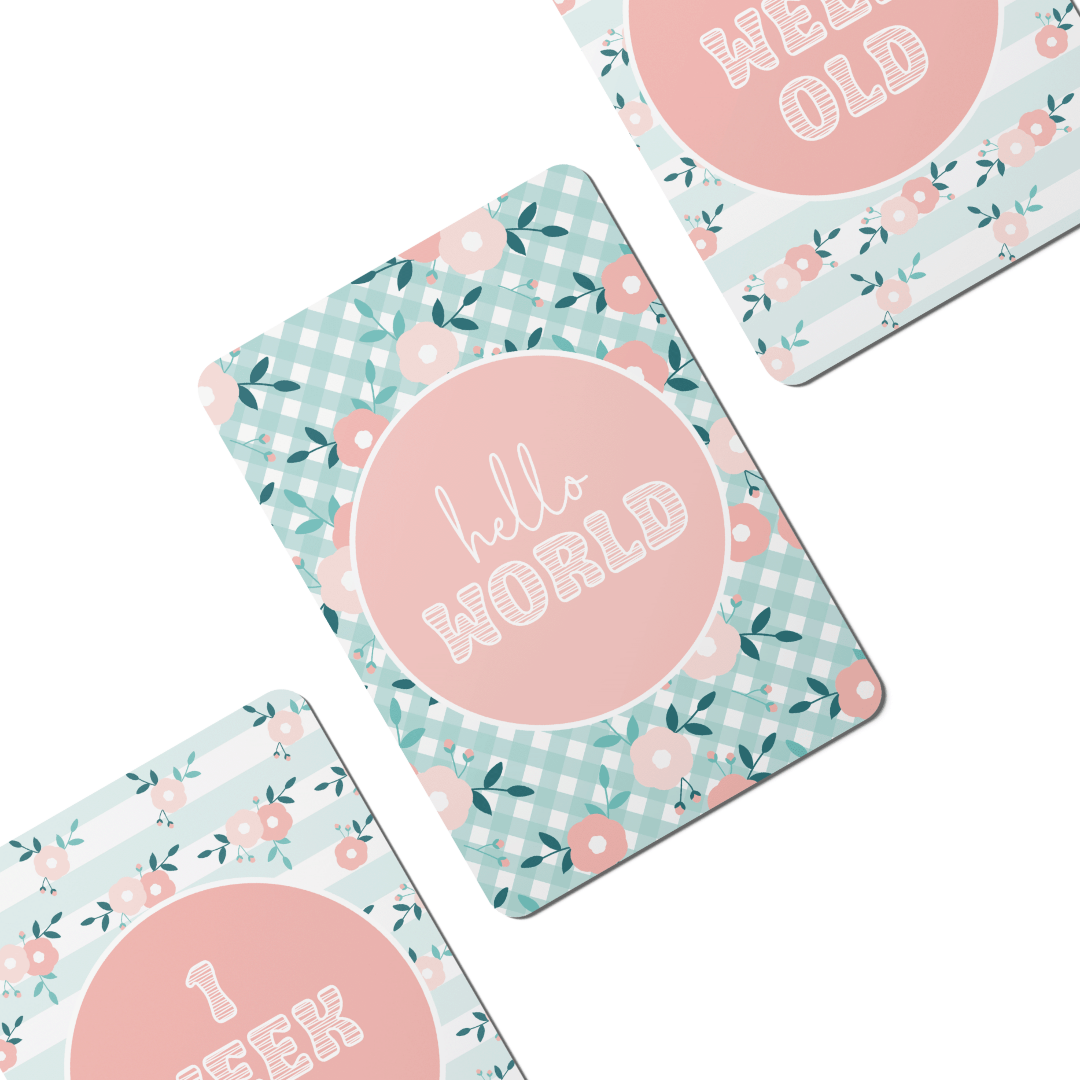 Pastel Flowers Baby Milestone Cards - Set of 25