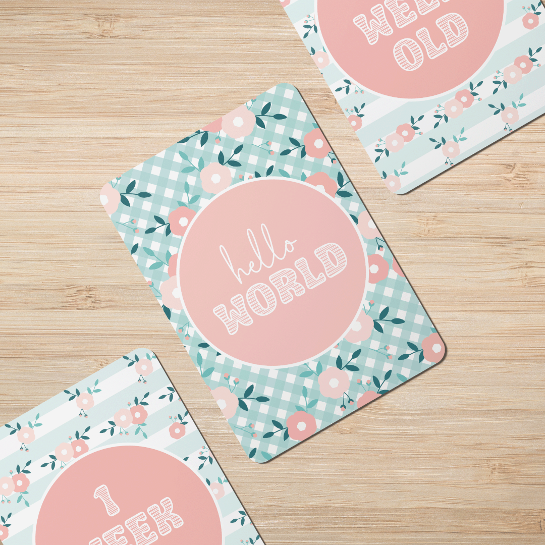 Pastel Flowers Baby Milestone Cards - Set of 25