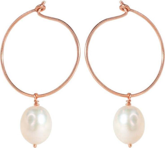 Pearl Hoops Sterling Silver