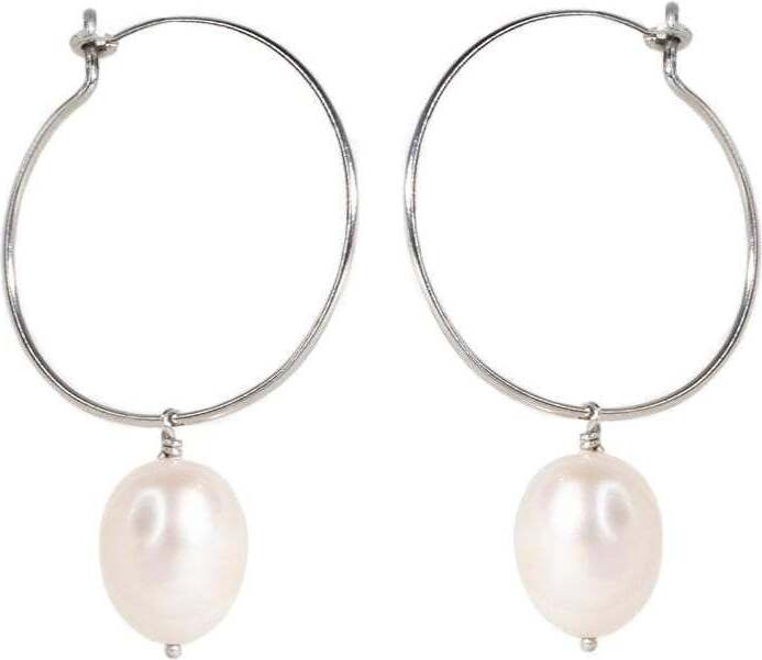 Pearl Hoops Sterling Silver