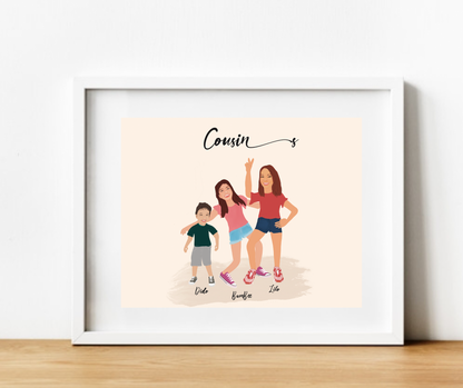 Personalized BFF/Sibling/Mummy&Me/Cousins Custom Print FRAMED