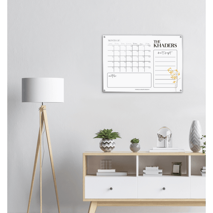 Personalized Family Calendar, Delicate Yellow Flower Monthly Calendar, Acrylic Print Family Calendar Planner