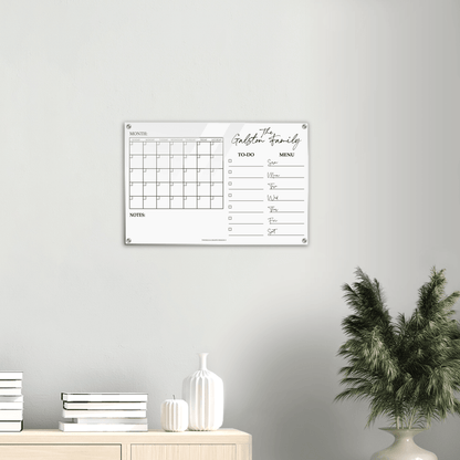 Personalized Family Calendar, Dry Erase Monthly Calendar, Monthly and Weekly Wall Calendar, Personalized Note Board, Acrylic Print