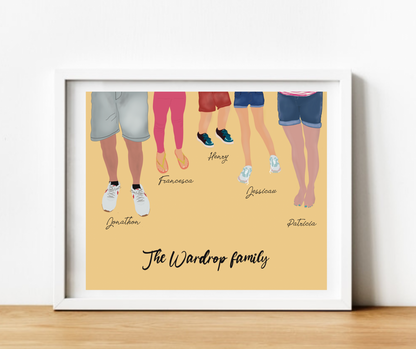 Personalized Family Leg Pose Portrait FRAMED