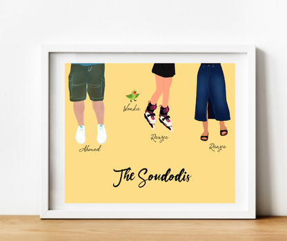 Personalized Family Leg Pose Portrait FRAMED