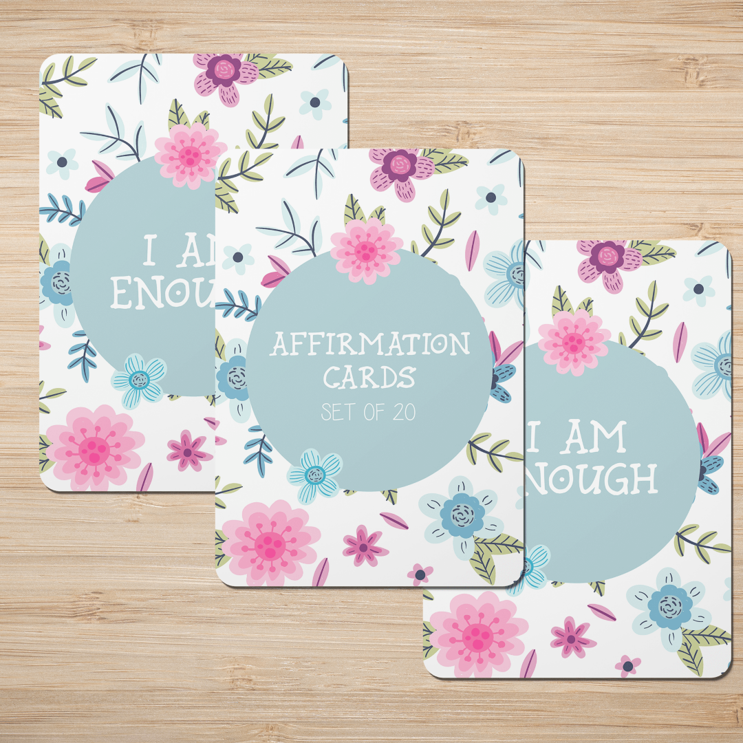 Pink Flowers Affirmation Cards - Set of 20