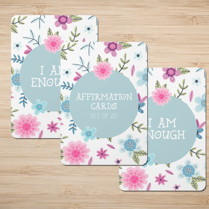 Pink Flowers Affirmation Cards - Set of 20