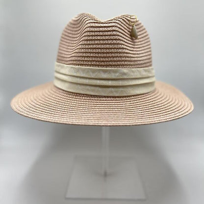 Pink summer fedora with hand drawing