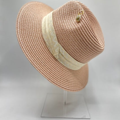 Pink summer fedora with hand drawing