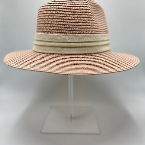 Pink summer fedora with hand drawing