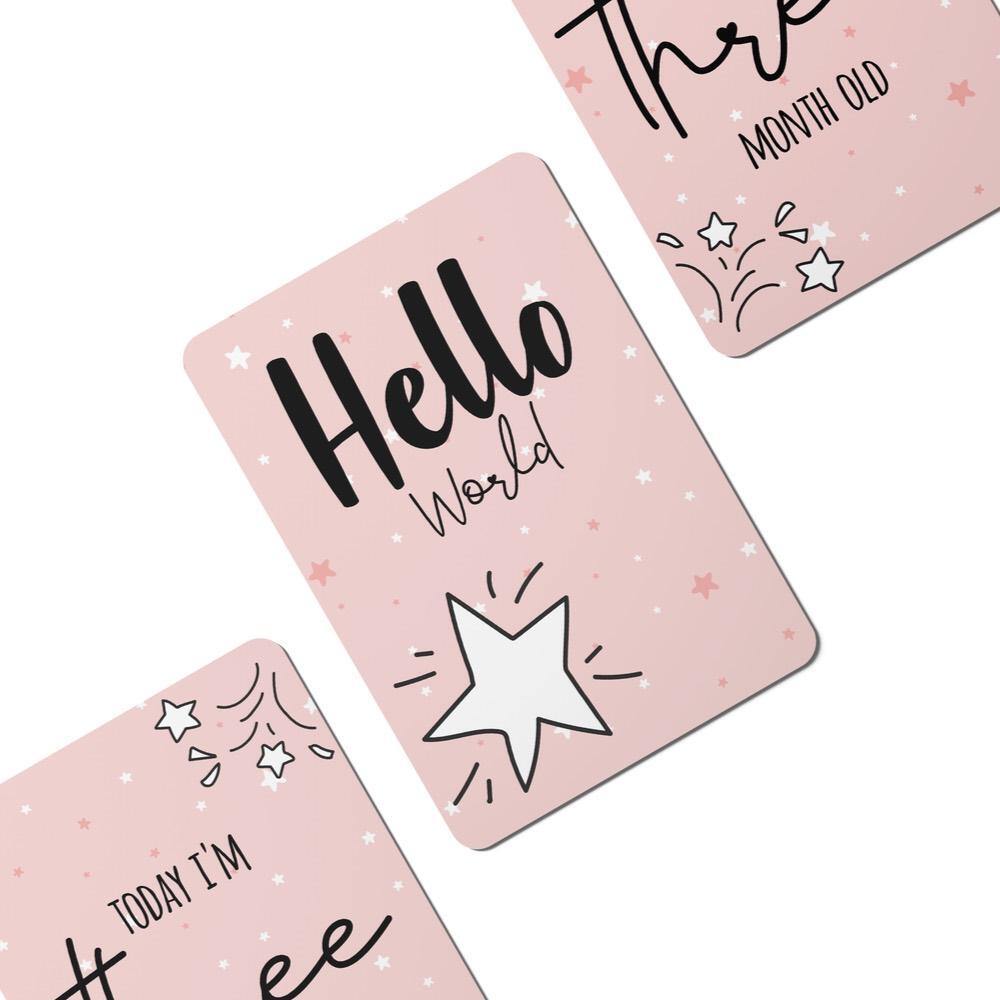 Pink Twinkle Stars Baby Milestone Cards - Set of 25