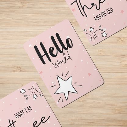 Pink Twinkle Stars Baby Milestone Cards - Set of 25