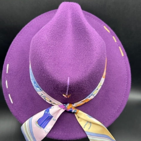 Purple fedora with angel detail