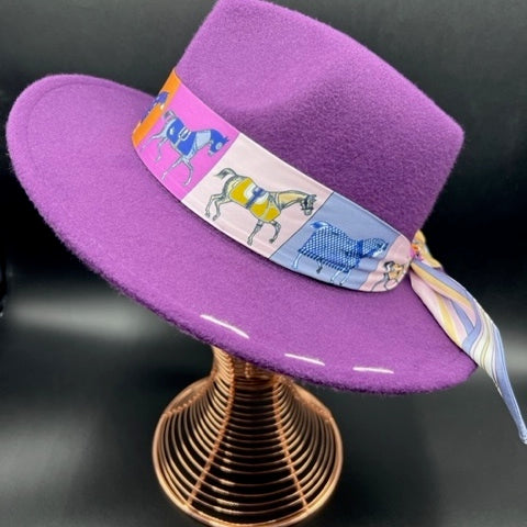 Purple fedora with angel detail