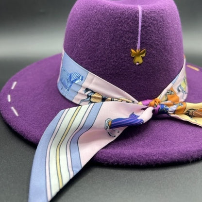 Purple fedora with angel detail