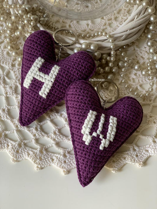 Purple Heart keychain with letter