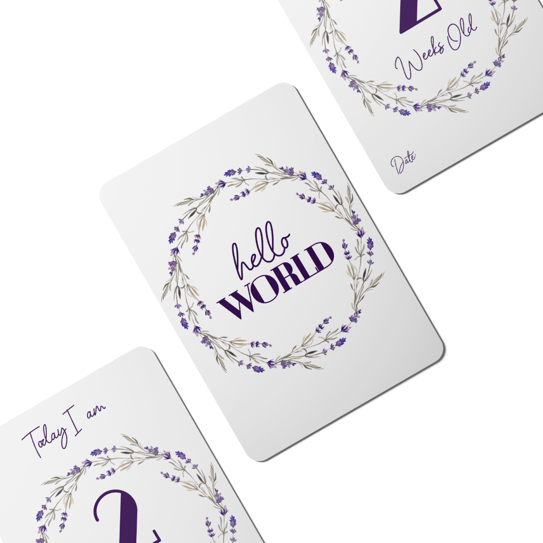 Purple Lavender Baby Milestone Cards - Set of 25