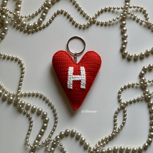 Red Heart keychain with letter