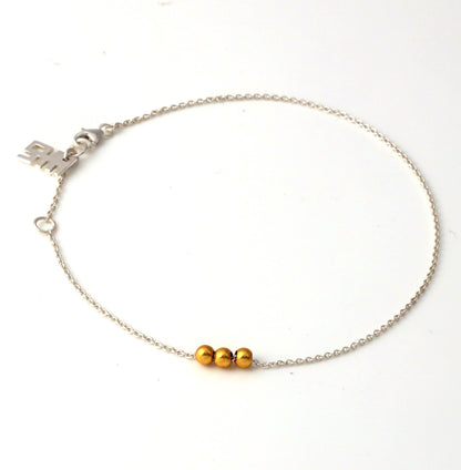 Round Bead Ankle Chain Sterling Silver