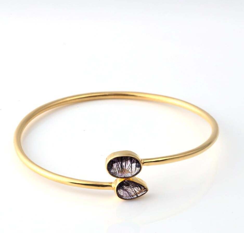 Rutile Quartz Bangle Sterling Silver